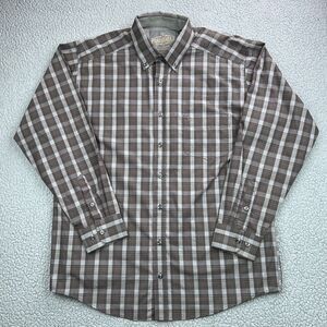 PANHANDLE Shirt Men L Gray Tuf Cooper Plaid Western Long Sleeve Button-Up Ranch‎